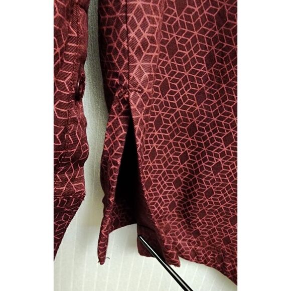 RVCA Mens Striped Button-Down Burgundy Regular Fit Size Small - Picture 7 of 8